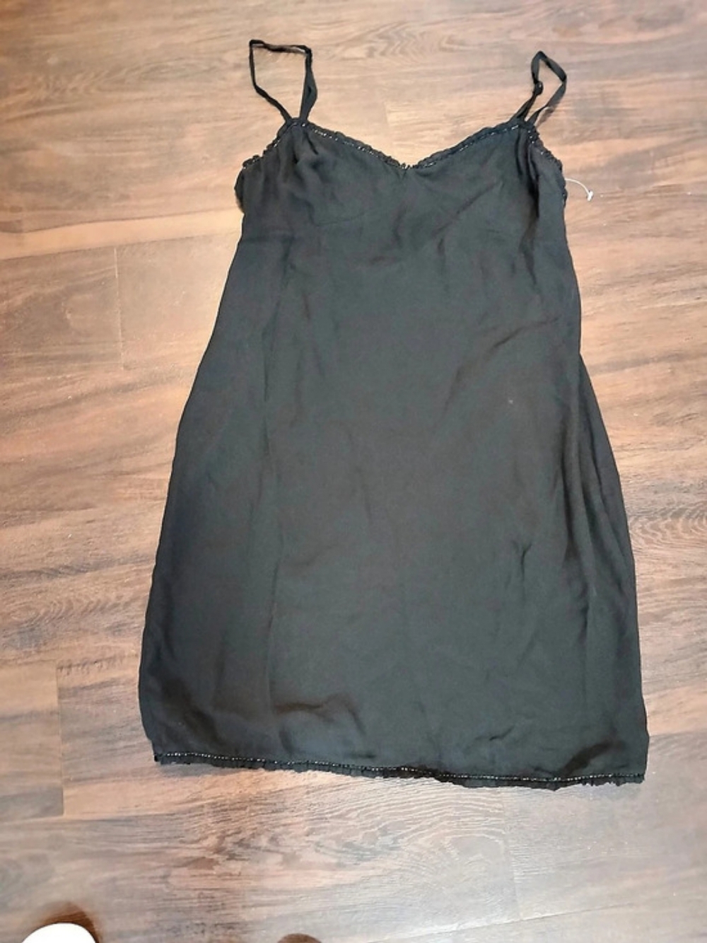 Ralph Lauren Nightmoves Beaded Trim Slip Dress Black Size 12